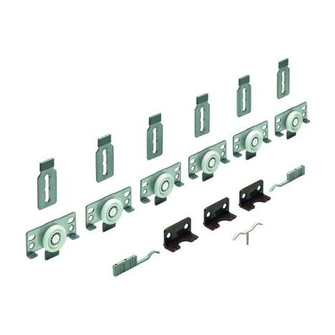 Hettich – Kit 3 portes coulissantes SlideLine 56 – Rail aluminium anodisé 6m – Charge max 40kg par porte – Galets sur roulements à billes