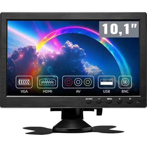 10,1 Pouces Mini écran PC Moniteur, LCD 1024x600 VGA HDMI BNC AVI Entrée PC DVR Moniteur de Sauvegarde de Voiture Et écran de sécurité (1/5)