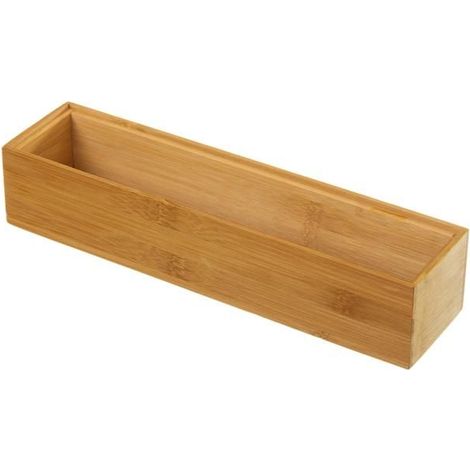 Organisateur de rangement - JUANIO - Rectangulaire bambou - Empilable - 30,5×7,5×6,5 cm - Naturel (1/4)