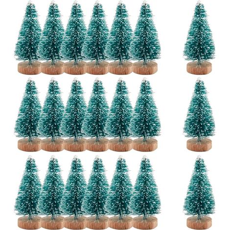 24 grüne Miniatur-Weihnachtsdekorationen, 5 cm (2 Zoll) – Künstlicher Weihnachtsbaum in einer Flasche mit Holzsockel zur Tischdekoration – DIY-Miniatur-Weihnachtsdekoration für eine Party (1/5)