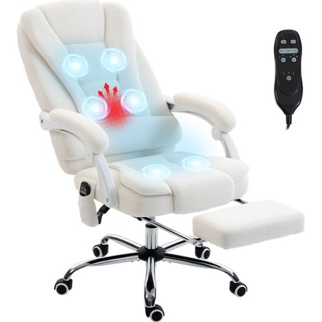 Fauteuil Domodossola Bureau Massant Chauffant Inclinable Blanc Ergonomique Confort (1/5)