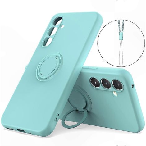 Coque téléphone en silicone liquide avec dragonne et support intégré pour Samsung Galaxy S24, protection antidérapante, finition douce au toucher, étui mince avec béquille et lanière, accessoire prati (1/5)