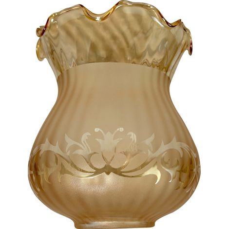 Abat jour verre satiné gravé ambré, forme Tulipe, diam. 130 mm - Tibelec (1/4)