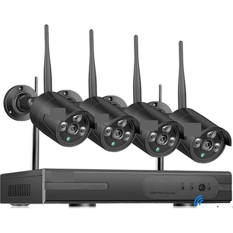 Système de caméra de sécurité à domicile 8CH 3MP HD extérieur IR Vision nocturne vidéosurveillance 4 pièces caméra de sécurité IP 1536P WIFI système de vidéosurveillance sans fil NVR Kit HDD ( Size : (1/5)