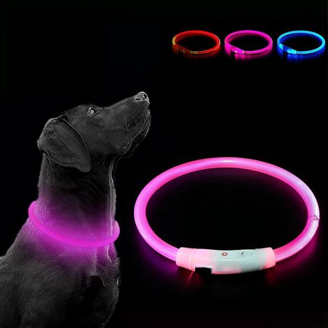 Collar luminoso para perros, recargable por USB, con 3 modos de iluminación, de seguridad para perros pequeños, medianos y grandes. (1/5)