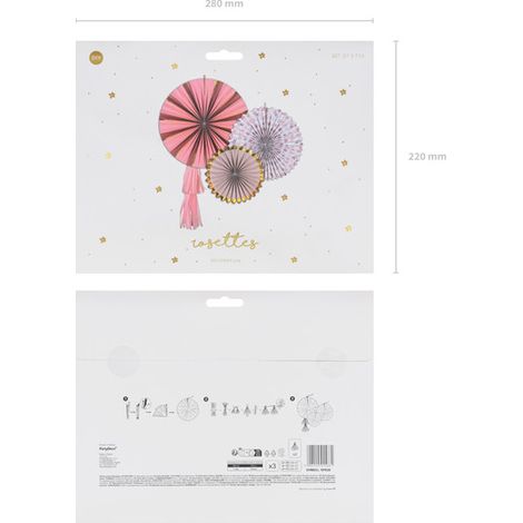 Deko-Rosetten Blumen, Mix, 26-43 cm (1 Packung / 3 Stk.) (1/5)