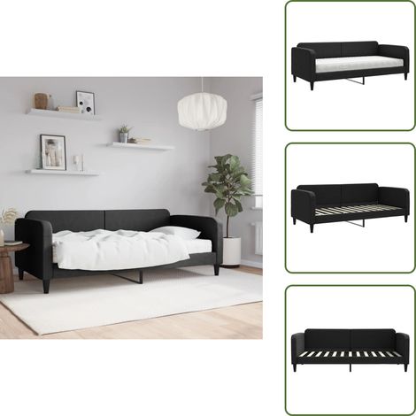 Tagesbett mit Matratze Schwarz 90x200 cm Stoff - Tagesbett - Schlafsofa - Gästebett - Doppelbett - Bett Mit Matratze (1/5)