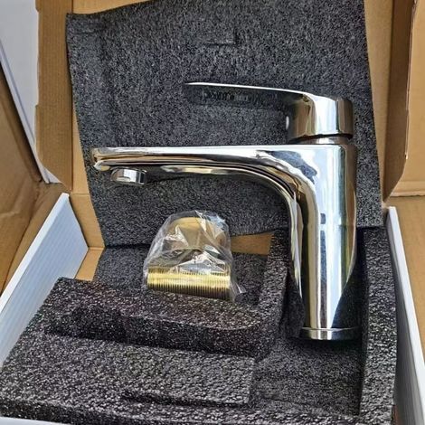 Robinet en acier inoxydable pour eau chaude et froide domestique, convient aux lavabos, éviers et meubles de salle de bain - modèle extra-plat électroplaqué