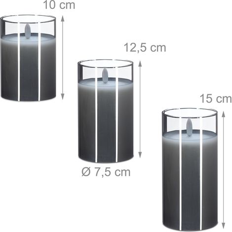 Set di 3 candele LED decorative atmosfera calda 15 x 7,5 cm in vera cera bianca 130016998