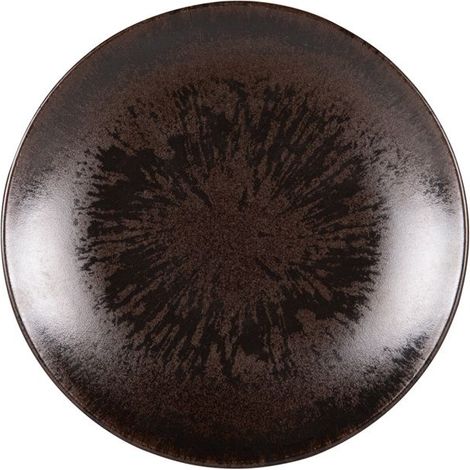 6 assiettes creuses Onyx, 22 cm, grès brun-noir, profondeur 5 cm, vaisselle élégante pour soupes et pâtes (1/2)