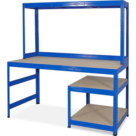 BRB Table de travail pliante avec structure et sous-structure Bleu 1500 x 600 x 300 x 1500 mm (1/2)