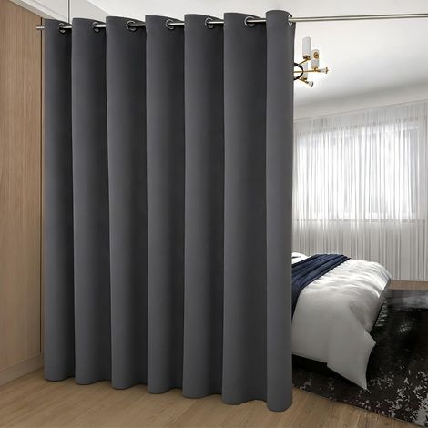 Rideau occultant pour Porte coulissante en Verre avec œillets isolants Thermiques pour Salon 8.3ft W x 7ft L Gris foncé (1/5)