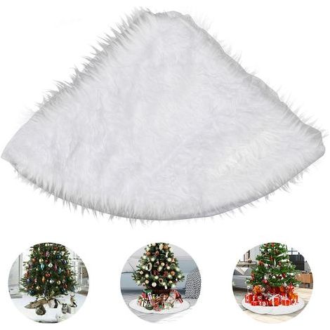 Wolketon Tree Blanket Christmas Tree Blanket Round White Plush Christmas Tree Stand Rug for Christmas Holiday Decorations Christmas Tree Skirt Christmas Decorations 122cm (1/4)