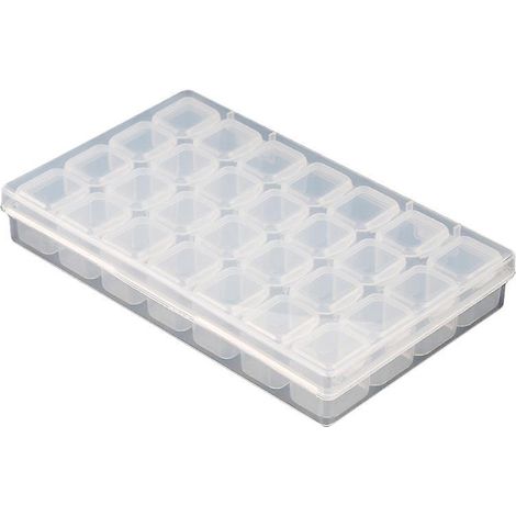 diamond Painting Pearl Storage Box With 28 Grids Removable Transparent Plastic Compartment Box Organizer For Earrings Small Jewelery Items (1/5)