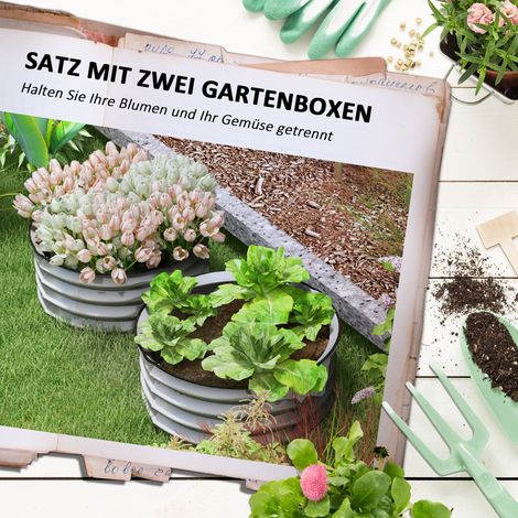 Lot 2 bacs métal 60x60x30cm – Argent, fond ouvert – Herbes aromatiques, légumes jardin