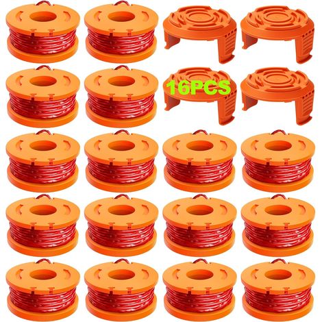 Carrete de 20 piezas para desbrozadora Worx (WA0010), carrete de repuesto para desbrozadora, cable de 0,2 cm para desbrozadora Worx, para desbrozadora Worx (16 cables, 4 tapones) (1/5)