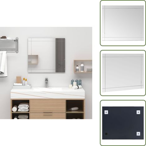 Miroir mural 80x60 cm Verre - Miroir Mural - Miroir Décoratif - Miroir Argenté - Miroir Design - Miroir Salle De Bain
