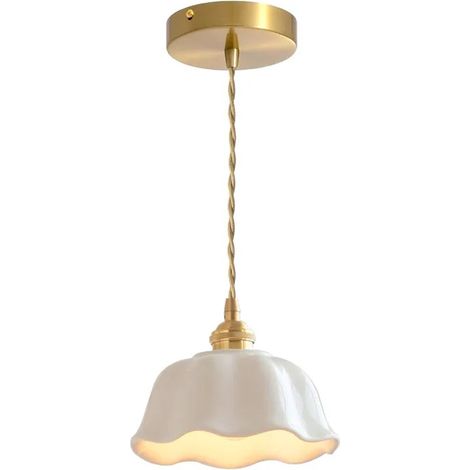 Suspension Luminaire Moderne,Lustre Vintage Abat-jour en Céramique Design Fleur E27 Lampe de Plafond Style Retro pour Salon (1/5)