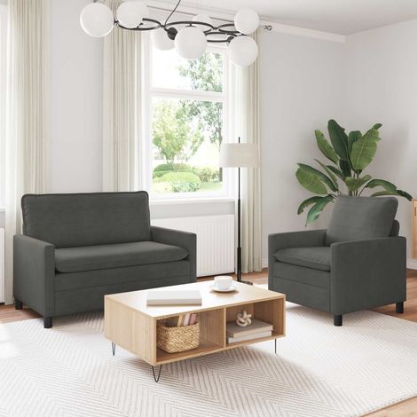 Juego de Sofá 2 pcs Gris oscuro Tela