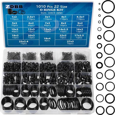 1010PCS Rubber O Ring Kit 22 Size Universal Have Assortment Set for Automotive Tap Pressure Washers Repair Plumbing Sealing (1/5)