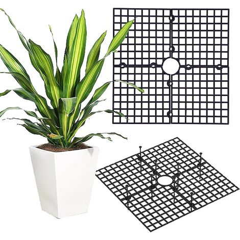 Lot de 2 grilles de protection pour pots de fleurs, chat, cadre de protection de jardin, découpable, protège la terre des animaux et des enfants, carrée, 30 x 30 cm (1/5)