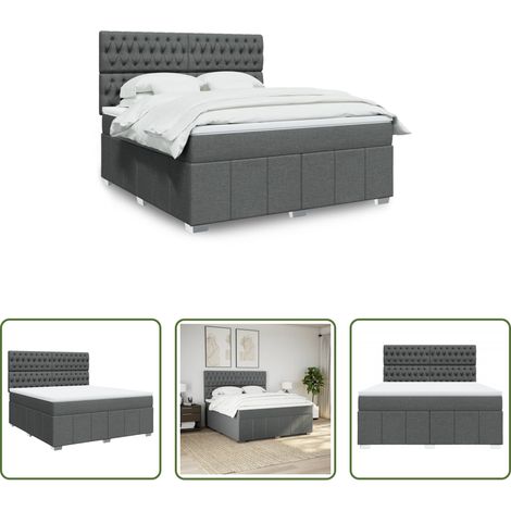 vidaXL Taschenfedern - Boxspringbett mit Matratze Dunkelgrau 180x200 cm Stoff (1/5)