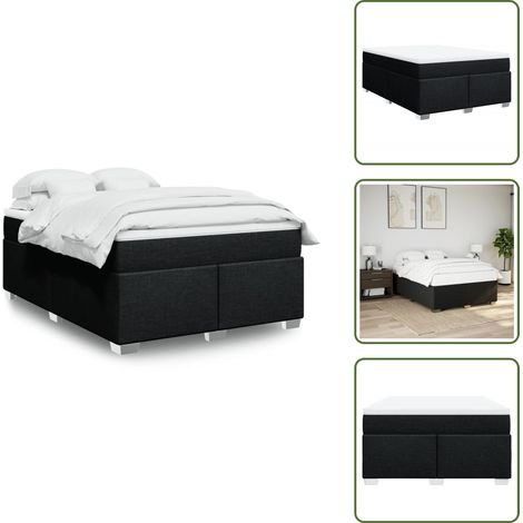 Cama de muelles - vidaXL Cama box spring con colchón tela negro 160x200 cm - Cama de muelles ensacados