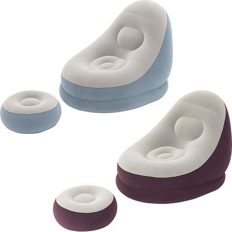 Poltrona divano gonfiabile con pouf poggia piedi relax per giardino piscina campeggio comoda resistente uso interno ed esterno - colorigenerali: BORDO' (1/5)