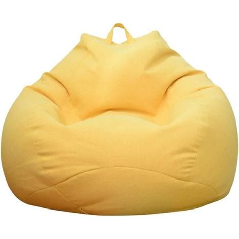 Housse de Pouf - 90 x 80 cm - Jaune - Tissu Doux - Pour Enfants et Adultes (1/4)