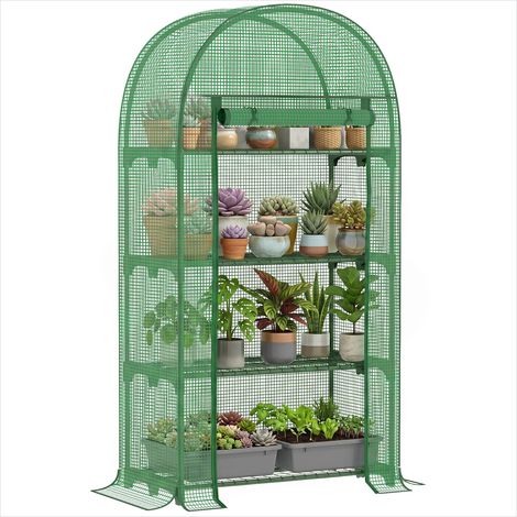 Serre de jardin 4 étagères avec porte zippée 80 x 49 x 160 cm (1/5)