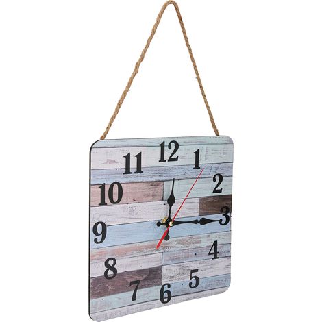 Horloge murale de style industriel, mouvement à quartz silencieux, affichage en grands chiffres arabes, avec cordon, idéale pour la chambre, le salon ou le bureau. (1/5)