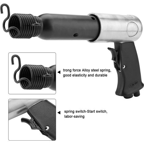 250 mm Industrie-Druckluftschaufelblatt mit Rundstiel 5 + Hammer 1 (1/5)