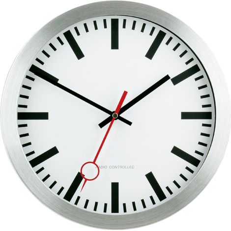 EUROTIME 59002-07 Funk Wanduhr 30 cm  Silber