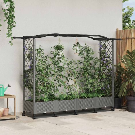 Teenpull – Hochbeet mit Rankgitter und Dach Hellgrau 207 x 40 x 129 cm PP (1/5)