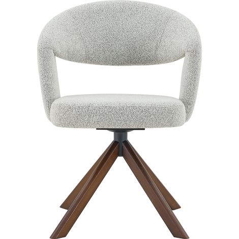ELVMI Lote de 2 sillas de comedor giratorias 360°, Respaldo curvado, Tela, Madera maciza, Gris claro (1/5)