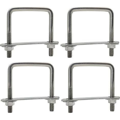 Boulons En U Carré M8 60mmx80mm U-Bolts M8, Diamètre intérieur 60mm, U-Boulons En Acier Inox Avec écrou Et Plaque De Cadre, Boulon En U Pour Fixation De Planches Et Tuyaux (M8-60x80mm)