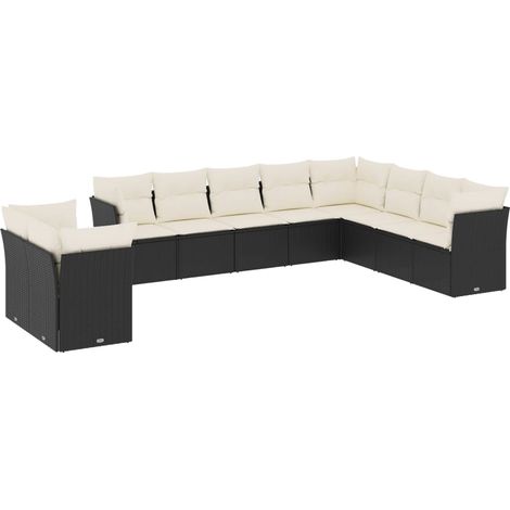 Maison Exclusive - 10-tlg. Garten-Sofagarnitur mit Kissen Schwarz