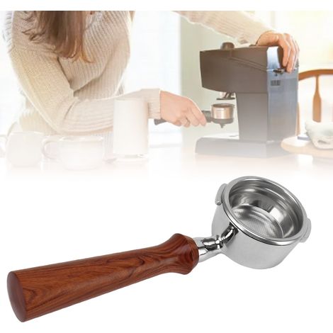 GAGGIA 58-mm-Kaffeemaschinengriff, Doppelgriff aus Edelstahl für Espressomaschinen, bodenlos, Modell F, Rosenholz (1/5)
