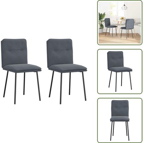 vidaXL Sillas de comedor 2 unidades terciopelo gris oscuro (1/5)