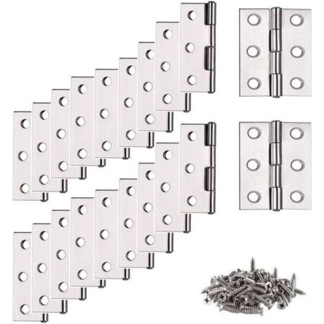 Charnière Inox, 20 pcs Petite Charniere, (avec 120Pcs M4 16mm Vis) Charnière, Charnière plate, Charnière pour La Maison Meubles Matériel Armoire (1/4)
