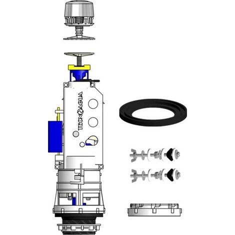 TECNO Descargador de Cisterna Baja T282 Doble Descarga con Pulsador y Kit (1/4)