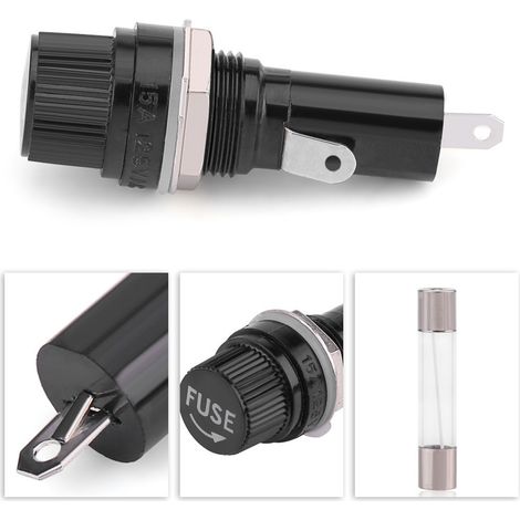 5 pièces Support de Fusible à Monter sur Panneau Électrique pour Fusibles Verre 6x30 AC 125V 15A / 250V 10A