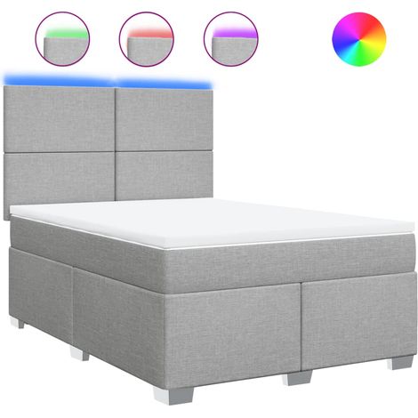 Maison Exclusive - Cama box spring con colchón tela gris claro 14