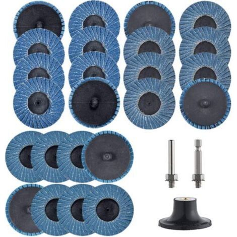 Discos basculantes Roll-Lock de 2", 24 piezas, con respaldo de 1/4", accesorio para máquina perforadora, muelas abrasivas planas Zircon T27 36/60/80 para preparación de superficies (1/5)