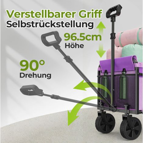 Chariot pliant portable en acier 100 kg, 100 L, poignée réglable, roues pivotantes, violet (1/5)
