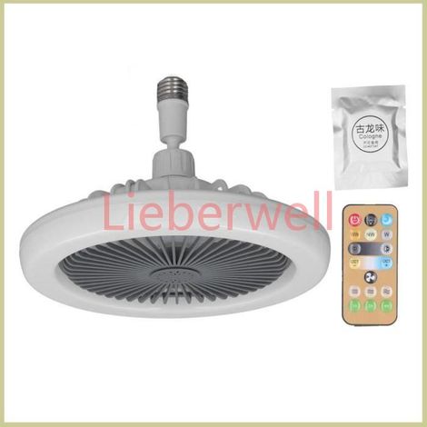 Petit ventilateur de plafond 6 500 K, support de lampe E27 avec télécommande 85,265 V avec lumière, vitesse réglable. (1/4)