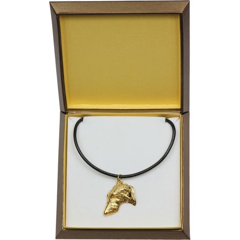 Levriero scozzese, Deerhound - collana con ciondolo per cani in confezione regalo, ciondolo placcato oro per gli amanti dei cani, gioiello di grande effetto di Art-Dog (1/5)