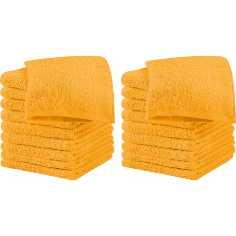Set 18 Pezzi Lavette Asciugamani Viso Mani 100% Cotone 490 Gsm 30x30 Cm Bagno Bidet Vari Colori Morbide Assorbenti Asciugamano Spugna Ospite Gold - 30x30 cm