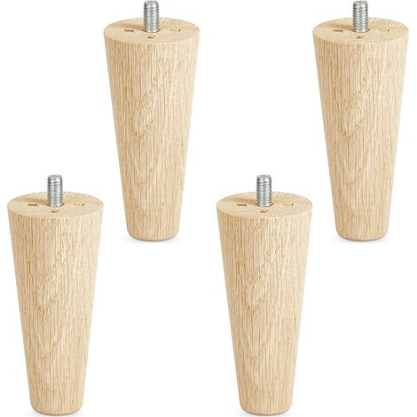 4 Stück Möbelfüße Eiche massiv Ø 45 / 25 mm Höhe 100 mm (1/4)
