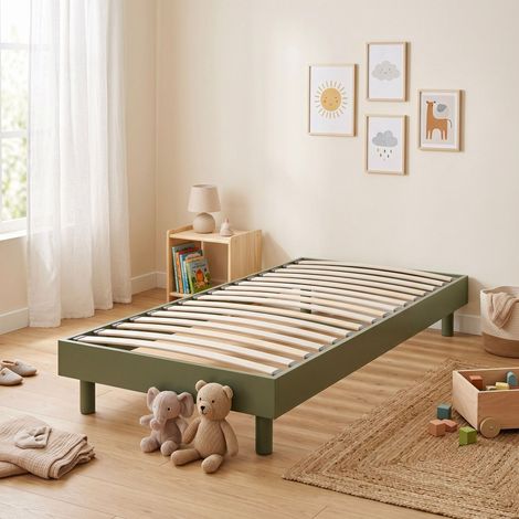 Sommier kit 90x190 cm en bois massif Kaki (1/2)